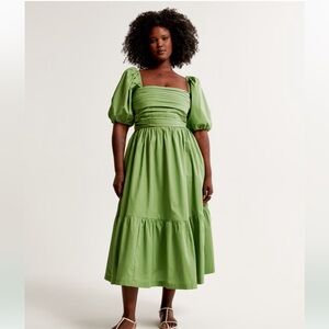 Abercrombie & Fitch Emerson Poplin Puff Sleeve Midi Dress